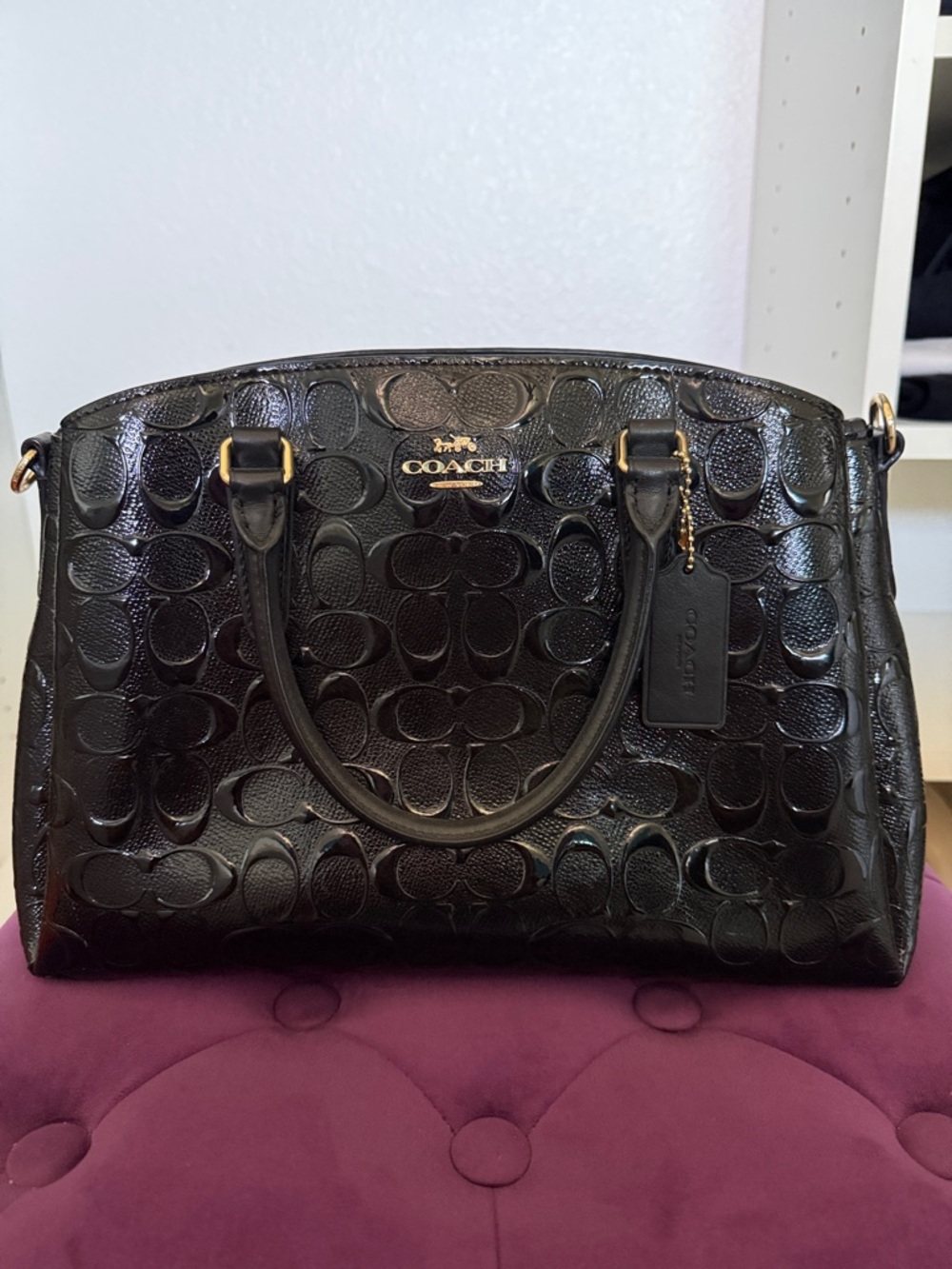 Beautiful black patent leather Coach bag